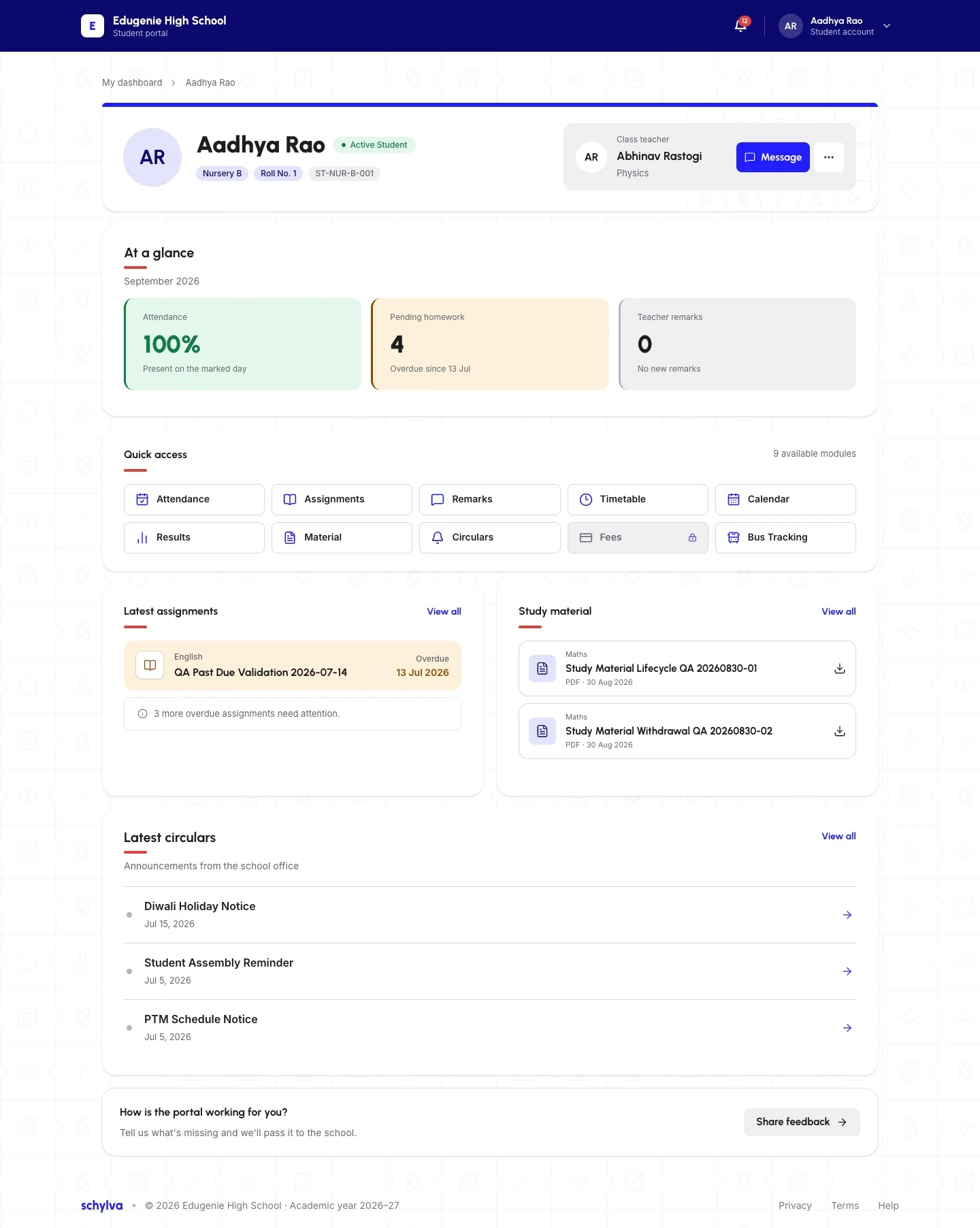 Student dashboard · responsive web. Student dashboard · desktop web